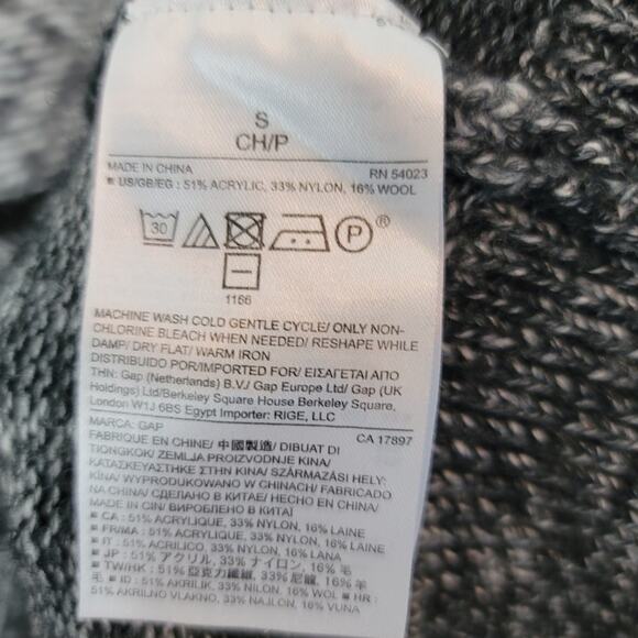 Gap Black and Gray Marled Geometric Wool Blend Sweater Size Small Cozy Warm - Picture 5 of 5